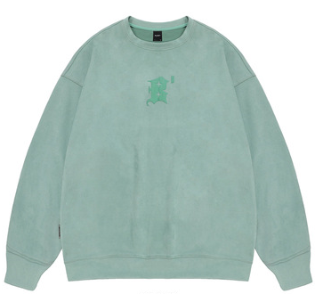 Suede worn-out round neck sweater