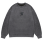 Suede worn-out round neck sweater