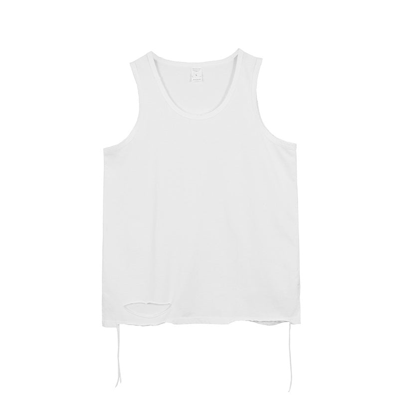 Retro worn-out loose vest