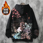 Vintage printed loose hooded sweater