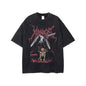 Wash water and make old cartoon printing loose short-sleeved T-shirt