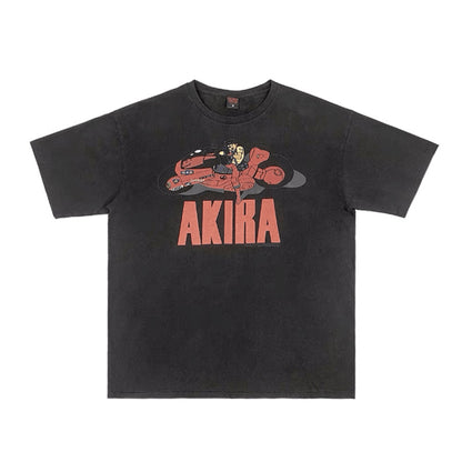 Vintage Motorcycle Printed Washable Old Short Sleeve T-Shirt