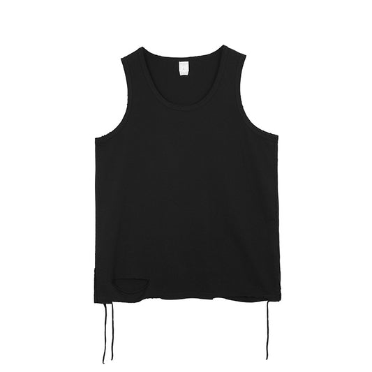 Retro worn-out loose vest