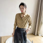 Spring coffee color stand-up collar shirt women's high-end sense of light luxury high-end not easy to wrinkle workplace light familiar style long-sleeved temperament shirt