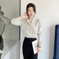 Spring coffee color stand-up collar shirt women's high-end sense of light luxury high-end not easy to wrinkle workplace light familiar style long-sleeved temperament shirt