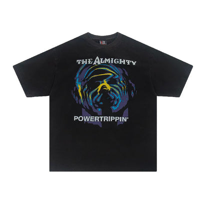 Vintage vintage graffiti letter short sleeve T-shirt