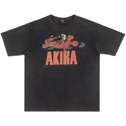 Vintage Motorcycle Printed Washable Old Short Sleeve T-Shirt